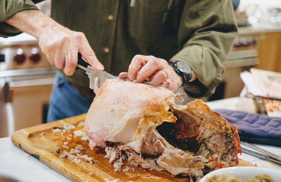 <p>If you’re carving turkey for dinner, you may as well carve the whole thing, right? Wrong. The meat will dry out faster once it’s cut and will cool down quickly once it’s placed on a platter. While it won’t affect <a href="https://www.thedailymeal.com/holidays/how-long-thanksgiving-leftovers-are-safe-to-eat?referrer=yahoo&category=beauty_food&include_utm=1&utm_medium=referral&utm_source=yahoo&utm_campaign=feed" rel="nofollow noopener" target="_blank" data-ylk="slk:how long your Thanksgiving leftovers last;elm:context_link;itc:0;sec:content-canvas" class="link ">how long your Thanksgiving leftovers last</a>, nobody likes dry turkey.</p>