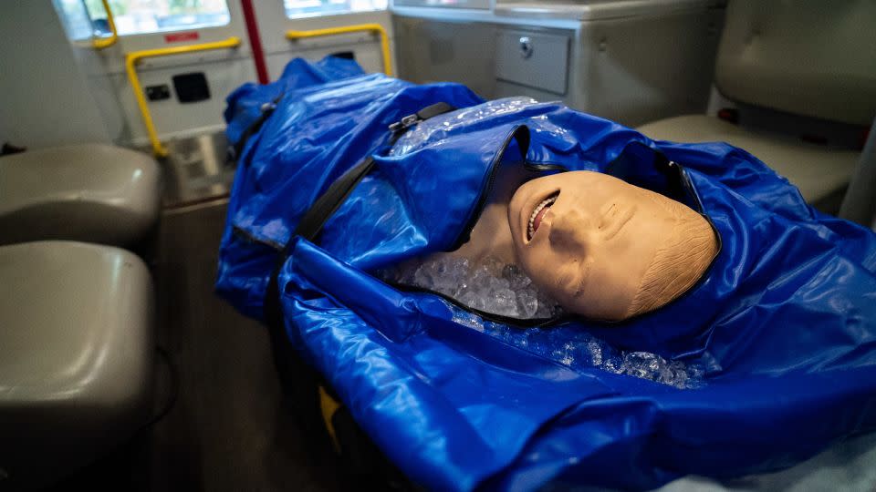 Phoenix first responders are stocking body bags filled with ice to treat victims of heat stroke, bringing their core body temperature down on the way to the hospital. - Julian Quinones/CNN