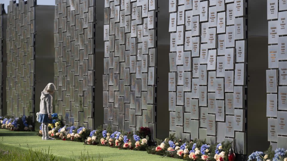 A wall of remembrance at a church in Irpin. - Andrii Nesterenko/Global Images Ukraine/Getty Images