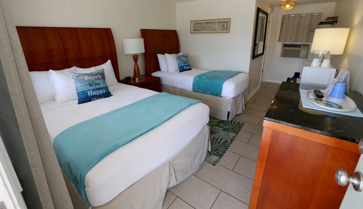 A double-bed room at The Broadway Court Motel in Point Pleasant Beach Thursday, September 5, 2024. The 1950s-era motel was taken over by owners Lisa Sassman and her husband Mike two years ago and fully renovated with charming upgrades.