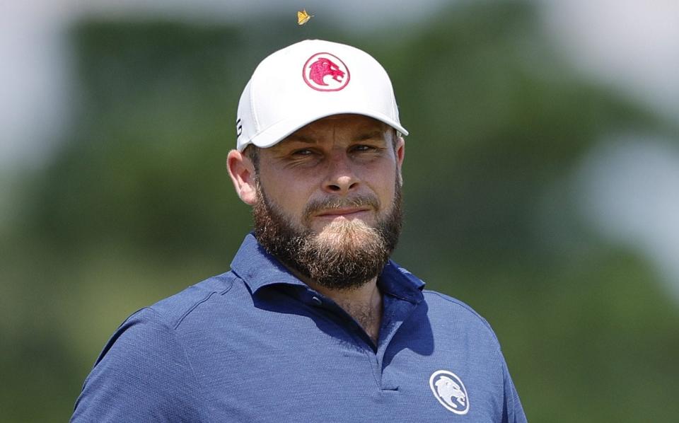 Tyrrell Hatton walking on the third hole