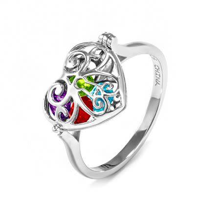 Key To My Heart Birthstone Locket Ring