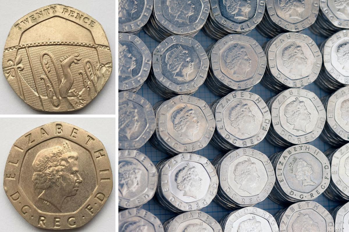 The 20p piece is a rare “mule” coin dating from 2008, and fetched more than 250 times its face value at auction. <i>(Image: eBay/Getty/Vandervelden)</i>