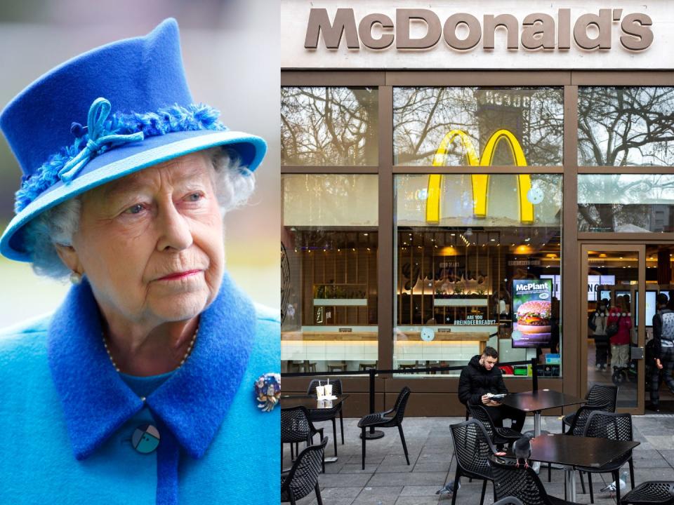 Queen Elizabeth II; McDonald's restaurant in London