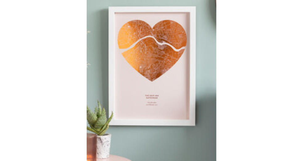 Metallic Heart Shaped Map Print (Not On The High Street)