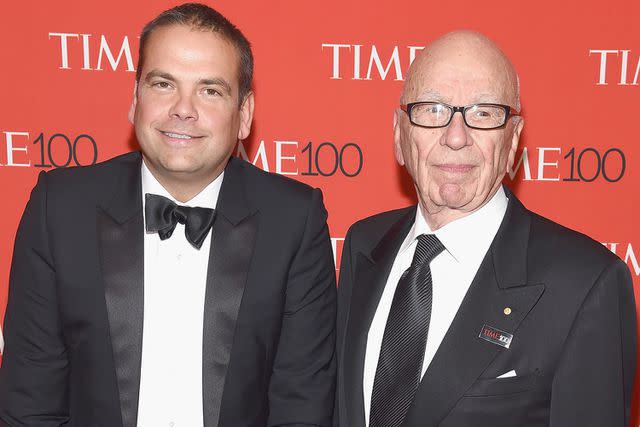 <p>Gary Gershoff/WireImage</p> Lachlan and Rupert Murdoch attend the TIME 100 Gala on April 21, 2015, in New York City