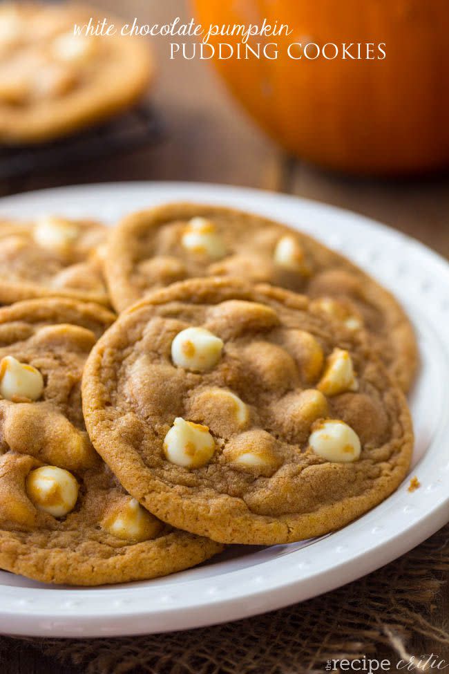 White Chocolate Pumpkin Pudding Cookies