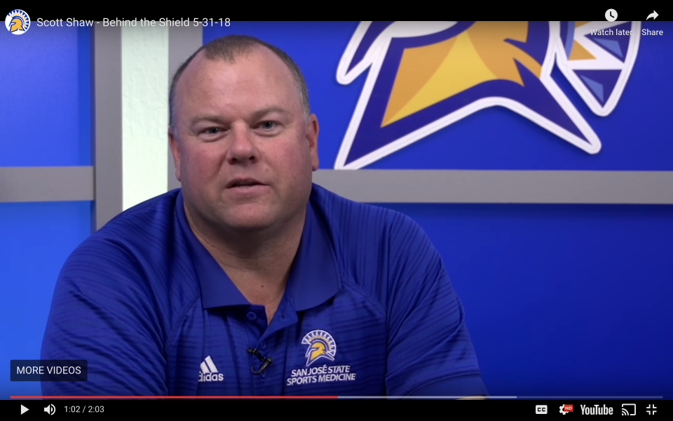 San Jose State University reinvestigated decade-old claims of sexual misconduct against its director of sports medicine, Scott Shaw, pictured here in an SJSU promotional video. Seventeen female swimmers alleged in 2009-10 Shaw inappropriately touched them during treatments.