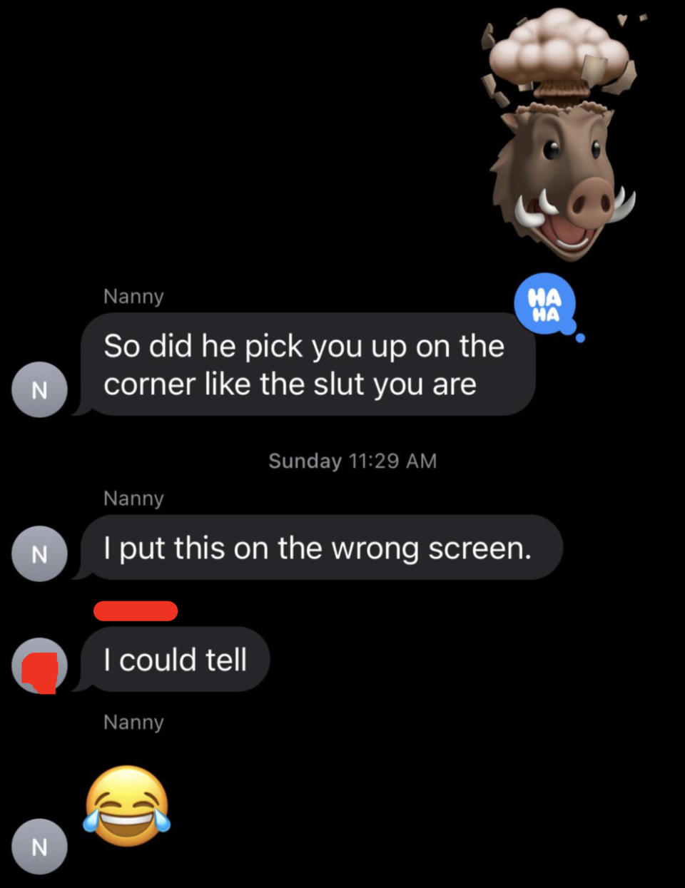 Screenshot of a text message exchange between a grandma and grandchild