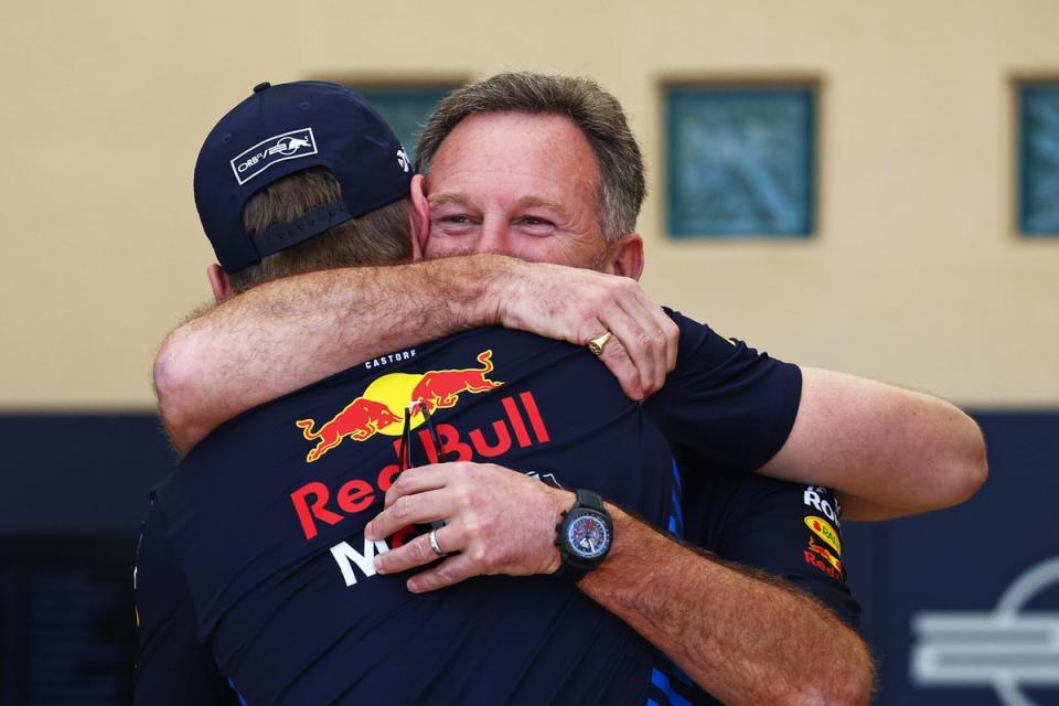 Max Verstappen and Christian Horner embrace on Thursday morning (Getty Images)
