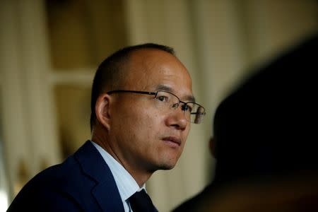 Guo Guangchang, Chairman of Fosun International, attends an interview with Reuters in Lisbon, Portugal, May 17, 2016. REUTERS/Rafael Marchante