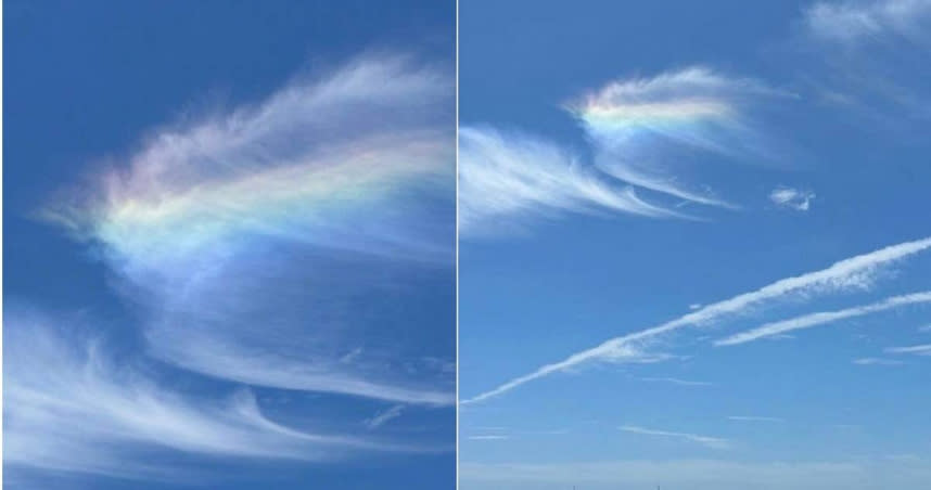 台南市安南區的天空，出現極為罕見的「彩虹雲」。（圖／翻攝自臉書／台南式 Tainan Style）