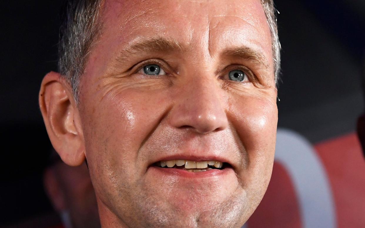 Björn Höcke, the regional AfD leader who has been compared to Hitler by German television, was triumphant following the result - AP