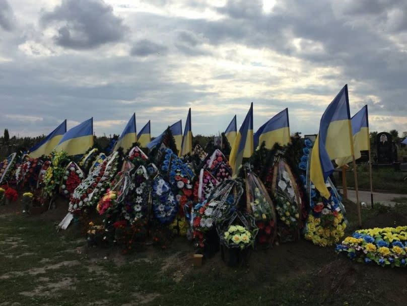 A graveyard where fallen Ukrainian servicemen are burried.