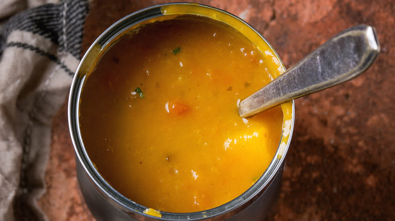 canned soup with an open lid