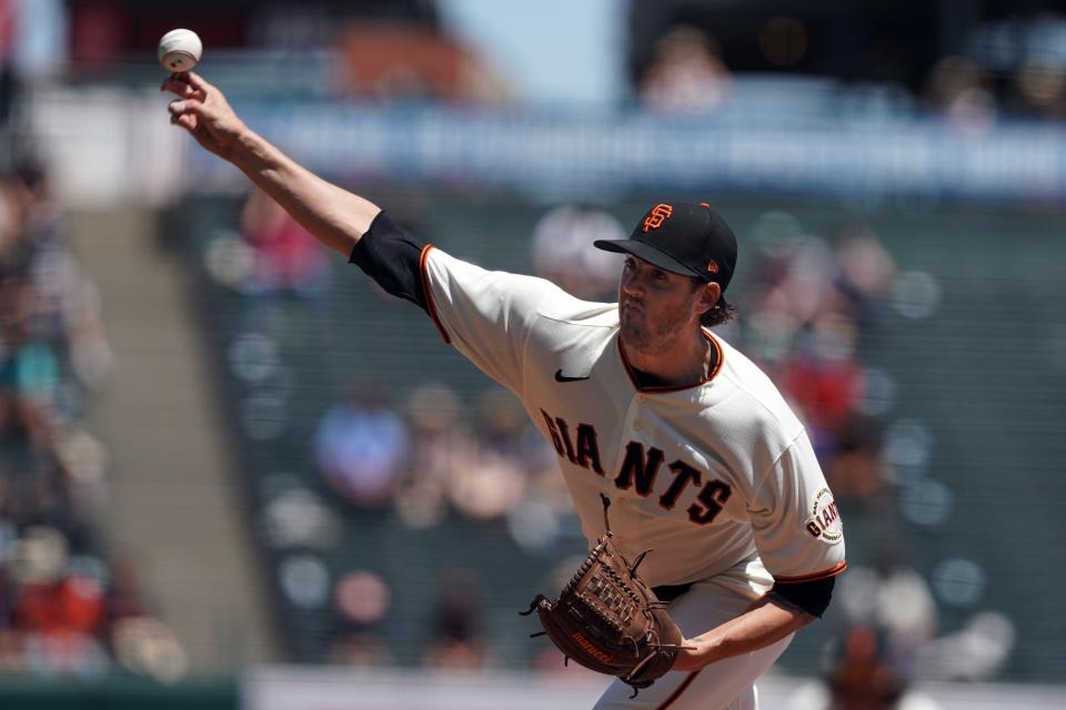 Giants starting pitcher Kevin Gausman has struck out 97 batters in 81 1/3 innings this season.