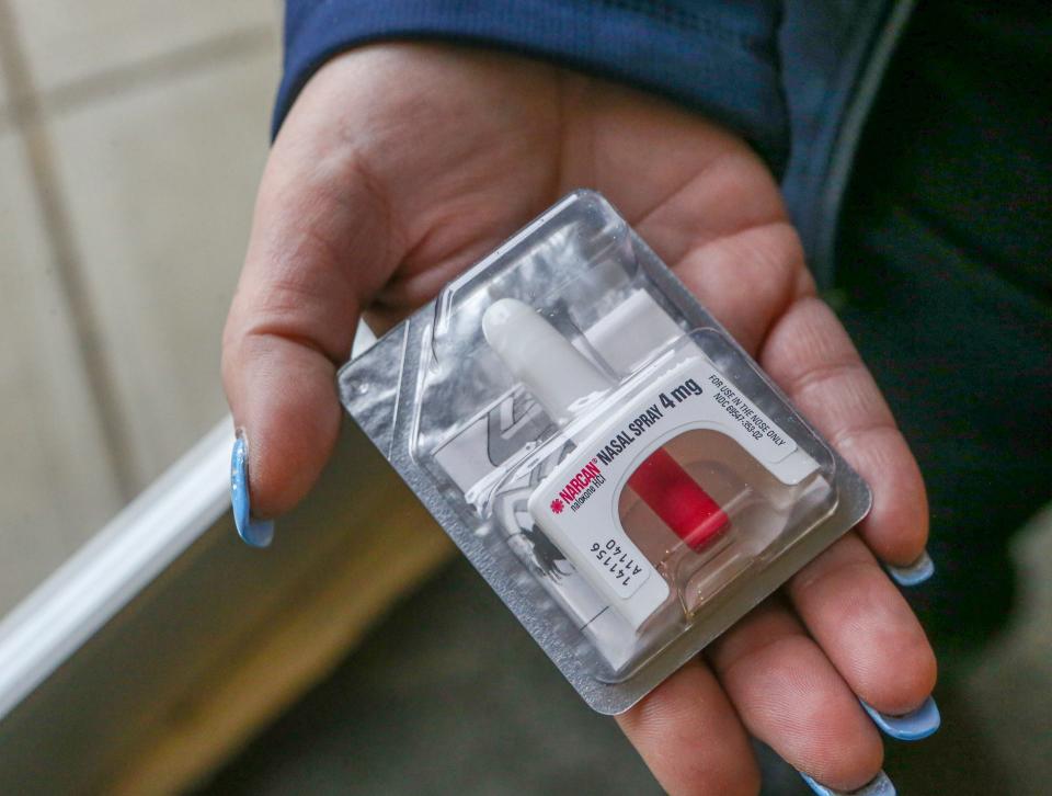 A Narcan nasal spray, which can reverse the effects of opioids.