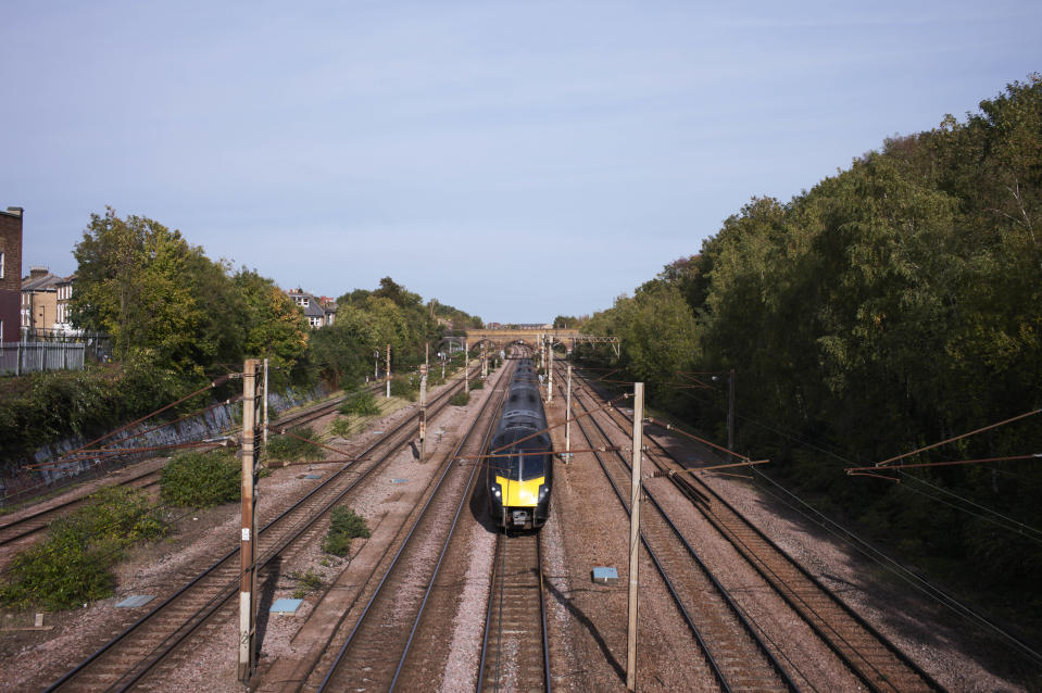 Train on train tracks