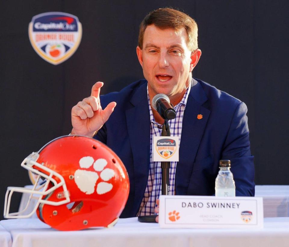 On Wednesday, December 7, 2022 Clemson head coach Dabo Swinney shares his thoughts during his press conference prior to his team playing in the Orange Bowl on December 30, 2022 at Hard Rock Stadium.