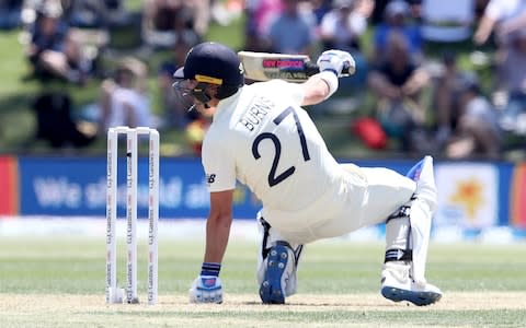 Rory Burns of England evades a delivery from Neil Wagner of New Zealand during day one of the first Test match between New Zealand and England at Bay Oval on November 21, 2019 in Mount Maunganui, New Zealand - Credit: Getty Images