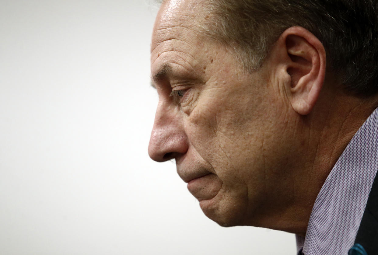 Michigan State head coach Tom Izzo speaks at a news conference. (AP Photo/Patrick Semansky)