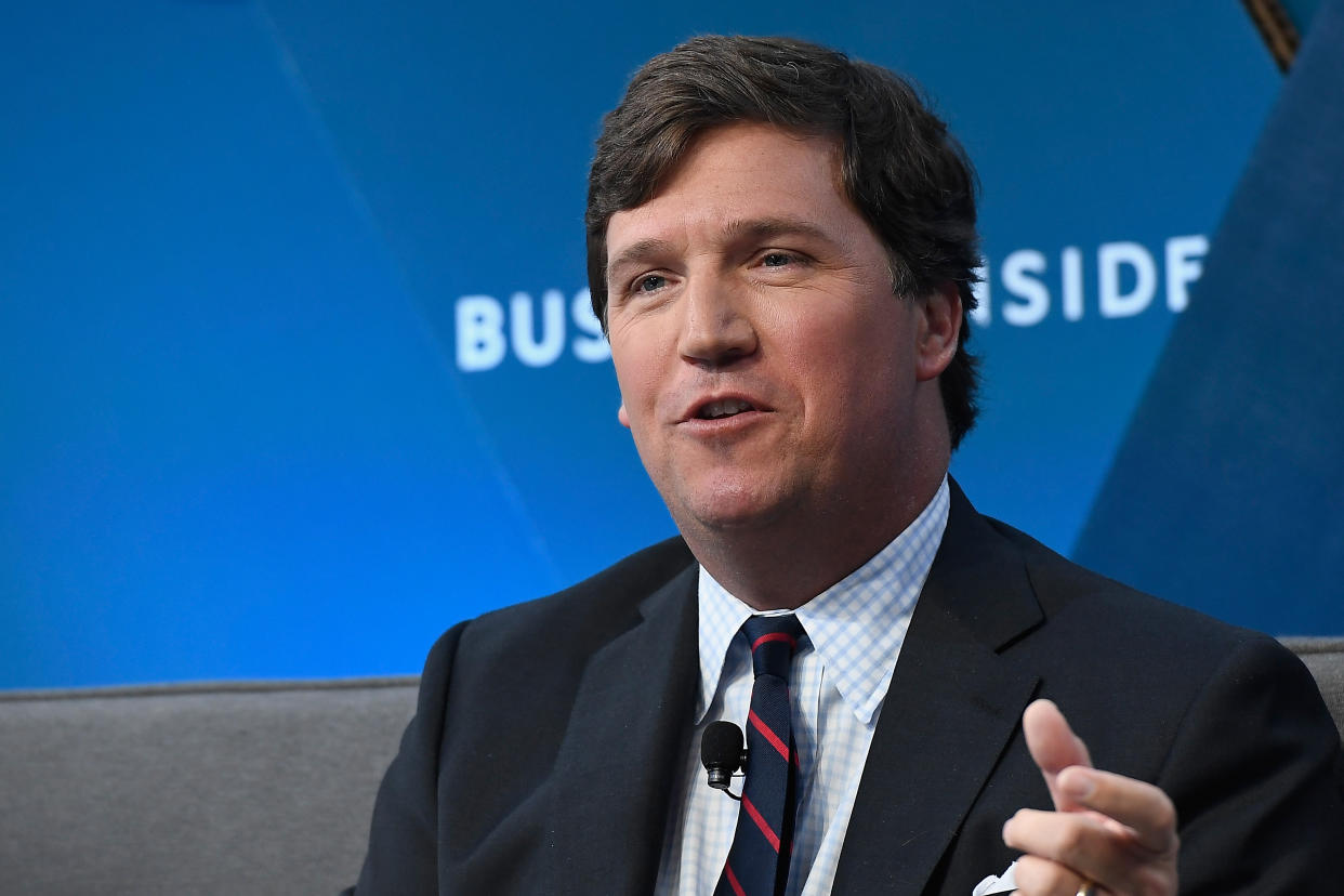 Fox News host Tucker Carlson was chosen to speak at an NRA women’s form and the internet is asking, “Why?” (Photo: Getty Images)