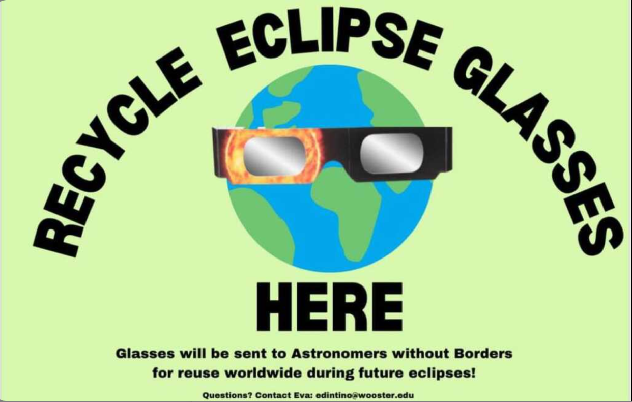 The College of Wooster will collect eclipse glasses for recycling.
