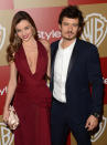 Miranda Kerr and Orlando Bloom attend the 14th Annual Warner Bros. And InStyle Golden Globe Awards After Party held at the Oasis Courtyard at the Beverly Hilton Hotel on January 13, 2013 in Beverly Hills, California.