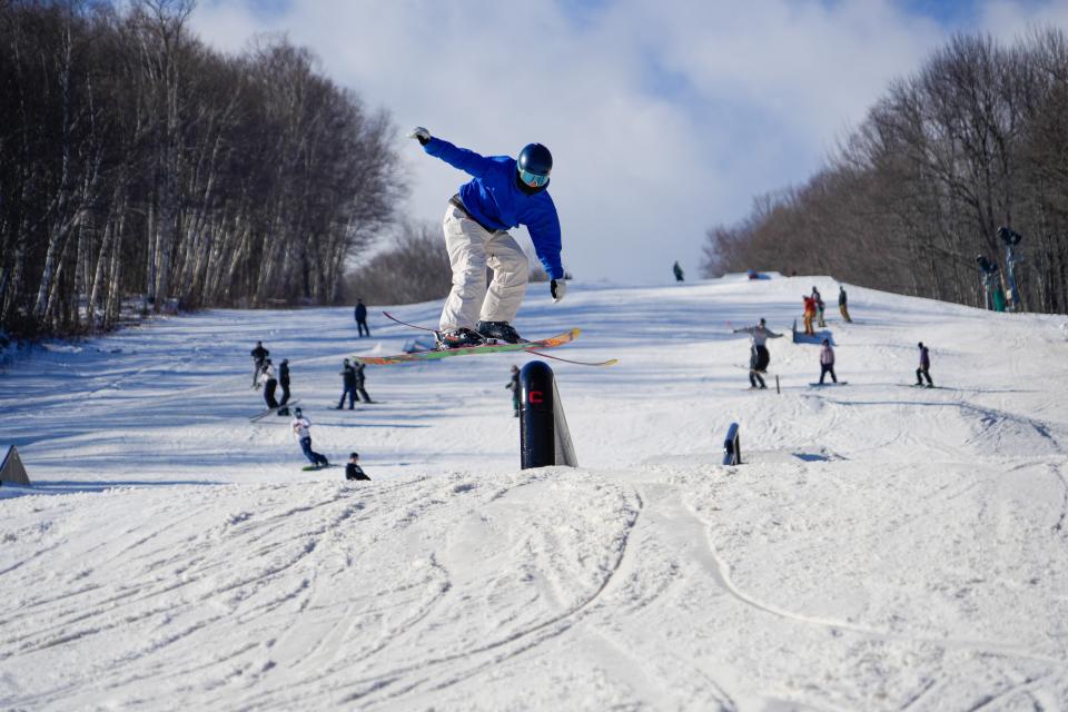 Catching air at Mount Snow ski resort in West Dover.