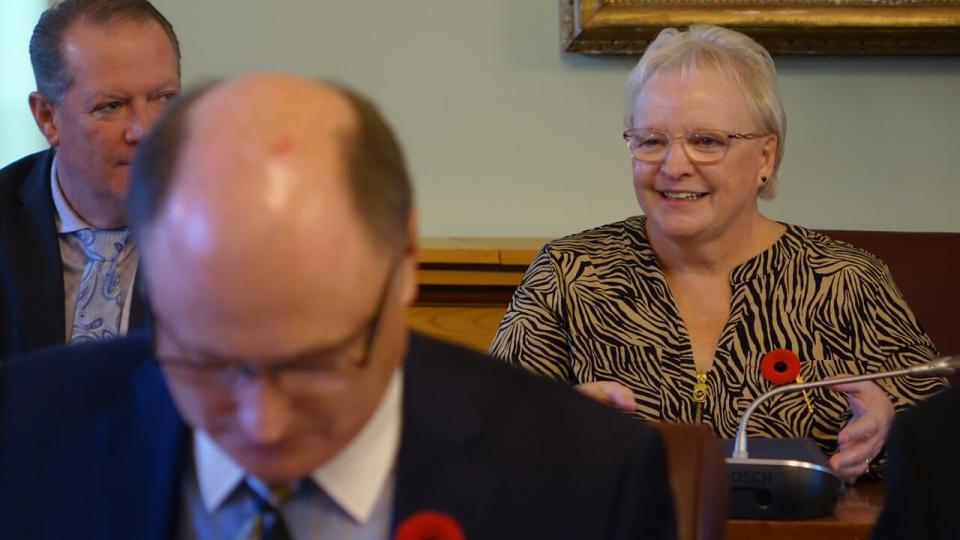 Jeff Carr, back left, Trevor Holder and Dorothy Shephard at a committee meeting in November. Carr has now been given four more committee assignments and Shephard is now a member of the public accounts committee.