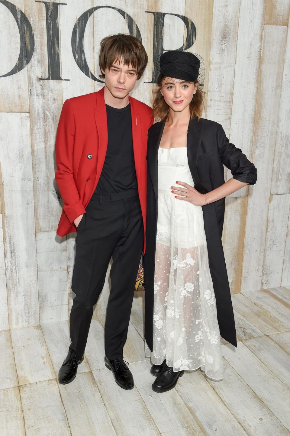 Charlie Heaton and Natalia Dyer at a Dior show in France on May 25, 2018.