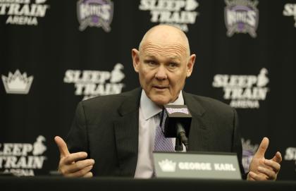 New Sacramento Kings head coach George Karl addresses the media. (Kelley L Cox-USA TODAY Sports)