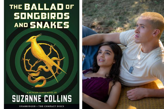 <p>Scholastic Press; Murray Close</p> Rachel Zegler and Tom Blyth in "The Hunger Games: Ballad of Songbirds and Snakes"