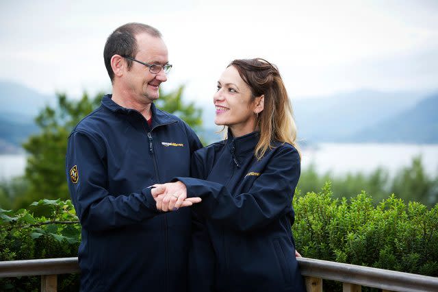 Amazon worker Tatiana Fernandez and fiance Stuart O'Neil. (Clear Box Communications/PA)