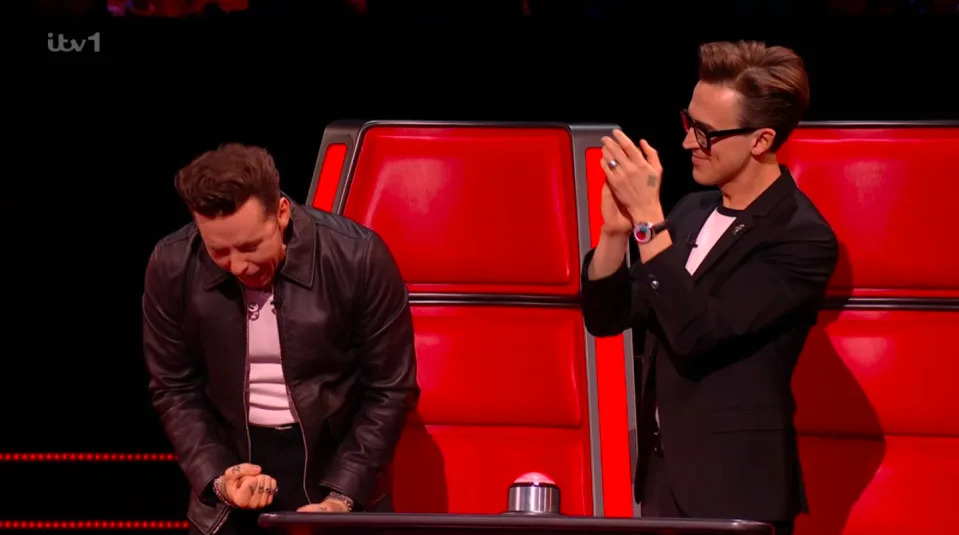 Danny Jones and Tom Fletcher react to the first audition. (ITV screenshot)