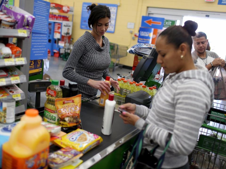 walmart checkout cashier shopping