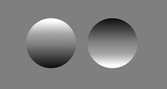 <span class="caption">The circle on the left is usually perceived as convex, while the circle on the right is usually perceived to be concave.</span>