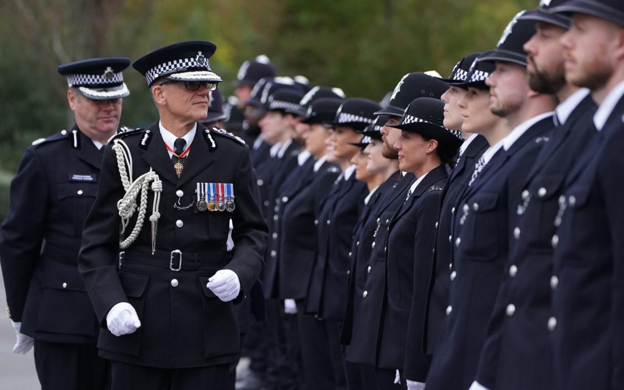 Sir Mark Rowley inspects new Police recruits