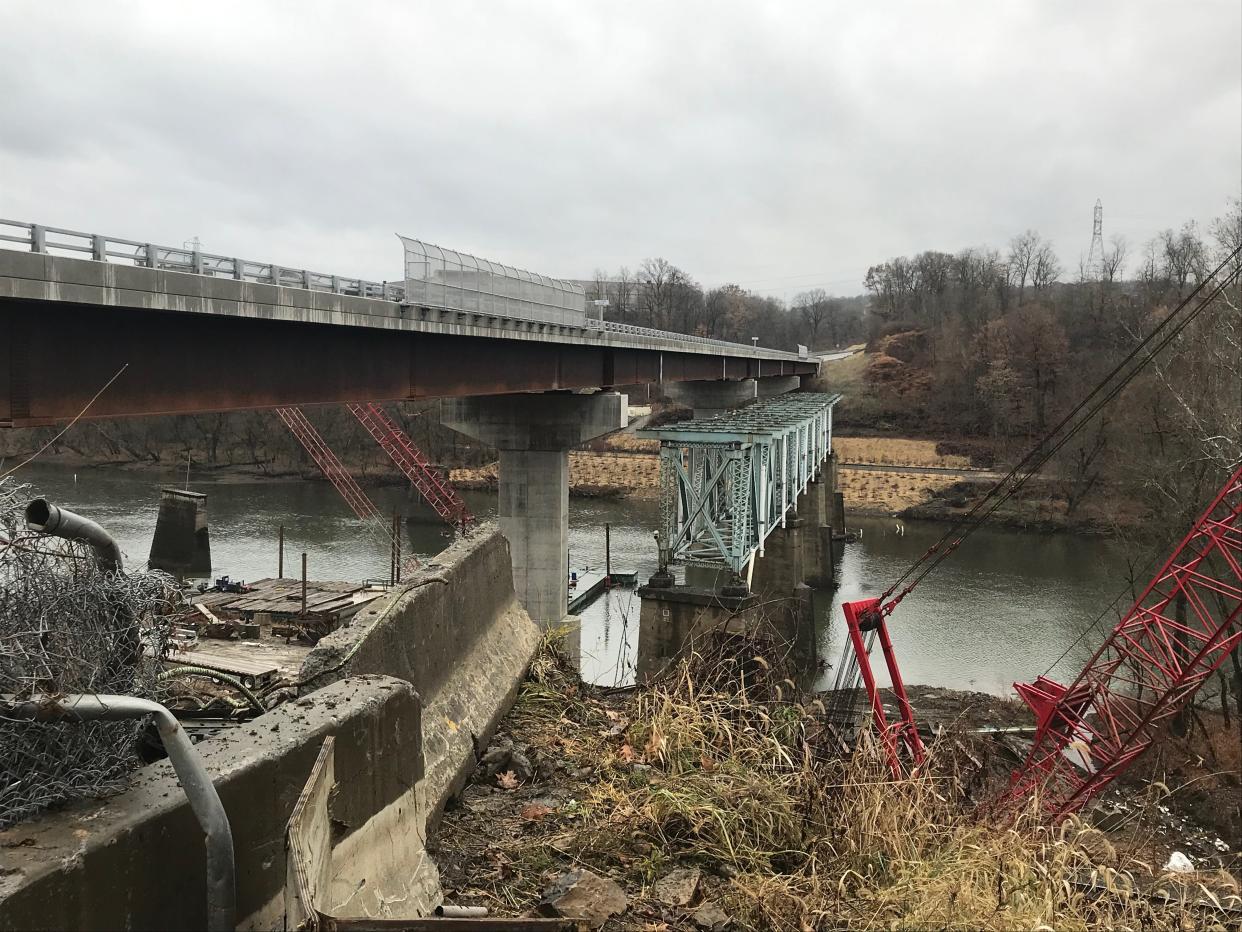 View of the Koppel Bridge while it was under construction.