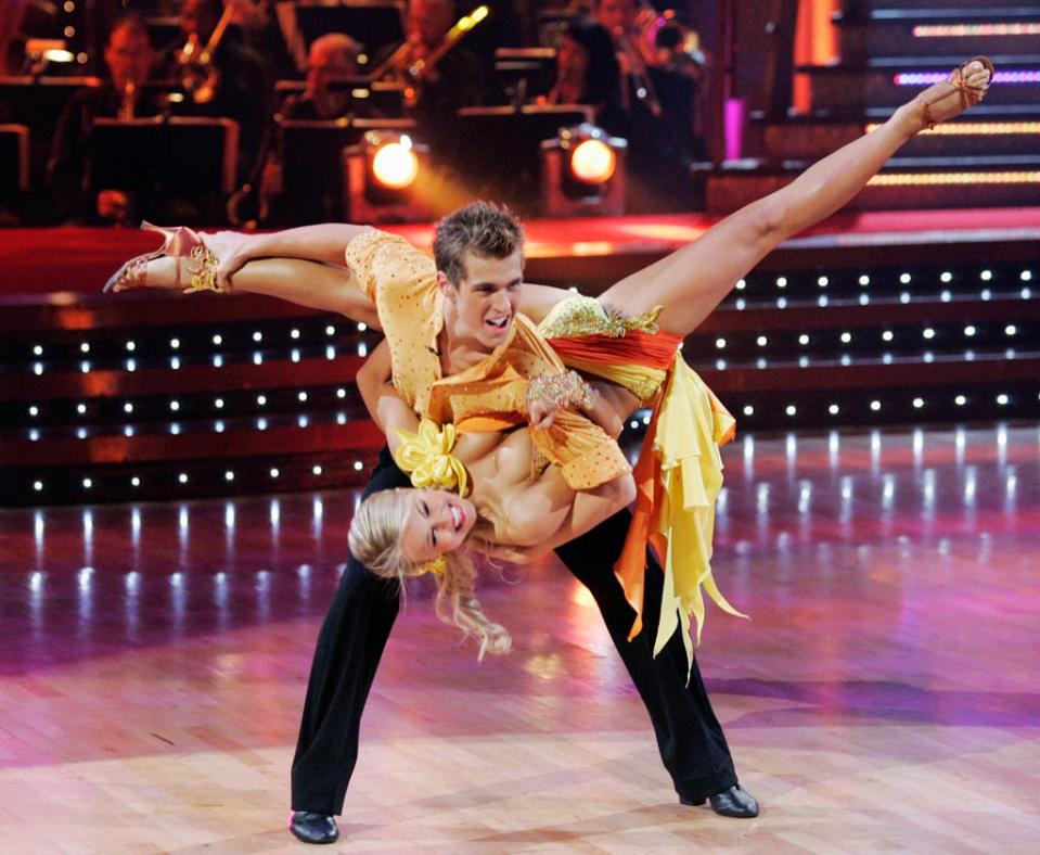 Cody Linley and Julianne Hough perform a dance on the seventh season of Dancing with the Stars.