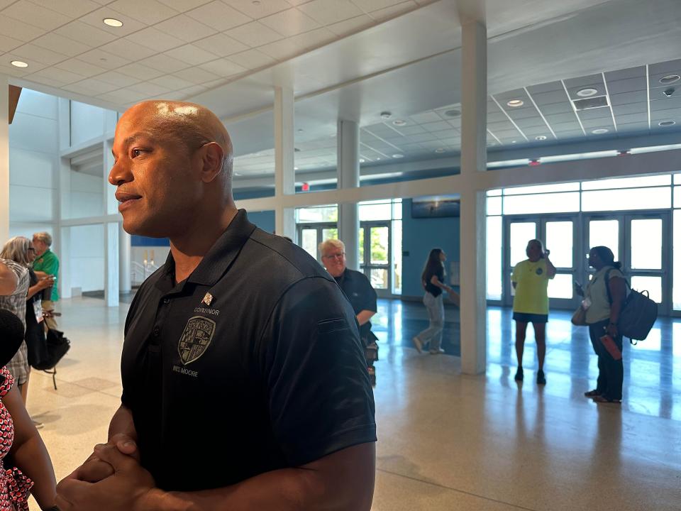 In this file photo, Maryland Governor Wes Moore attends the annual Maryland Municipal League (MML) Summer Conference inside the Ocean City, Maryland, Roland E. Powell Convention Center on Monday, June 24, 2024.