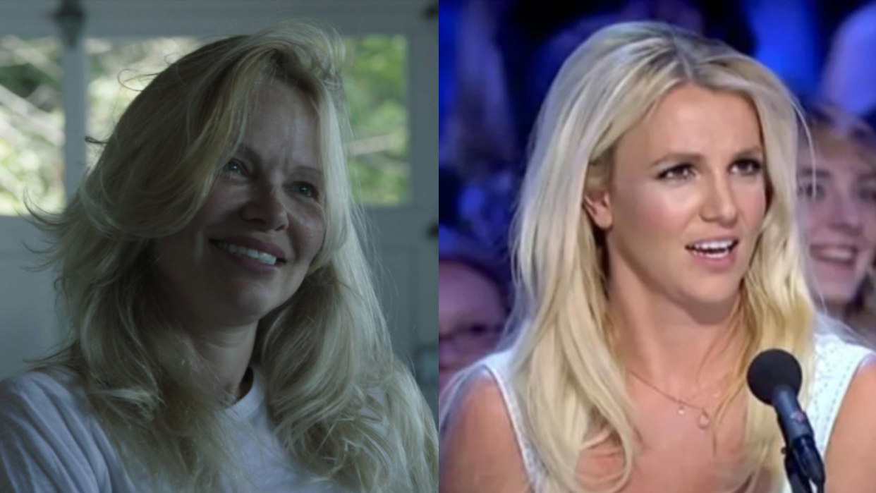  Pamela Anderson in Pamela, a love story and Britney Spears on American Idol 