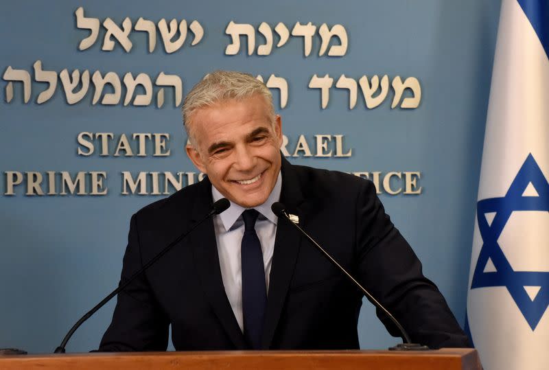 Israeli Prime Minister Yair Lapid holds a security briefing in Jerusalem