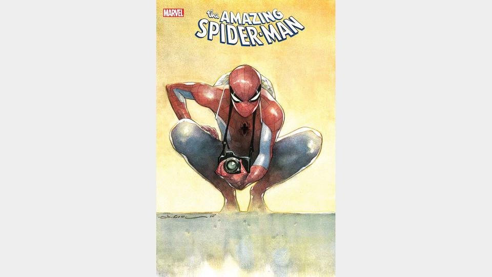 Spidey crouches with a camera