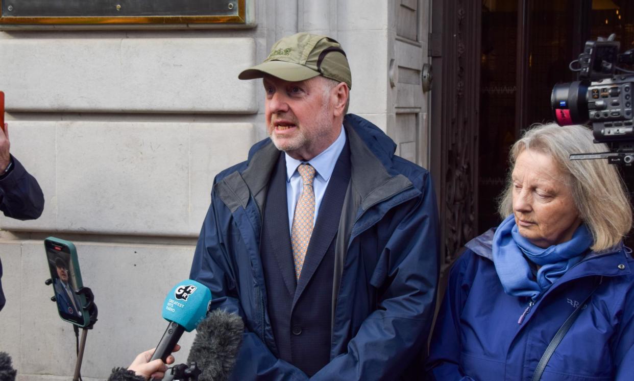 <span>Alan Bates speaks to the press on Tuesday outside the Post Office Horizon inquiry in London. </span><span>Photograph: Vuk Valcic/Zuma Press Wire/Rex/Shutterstock</span>