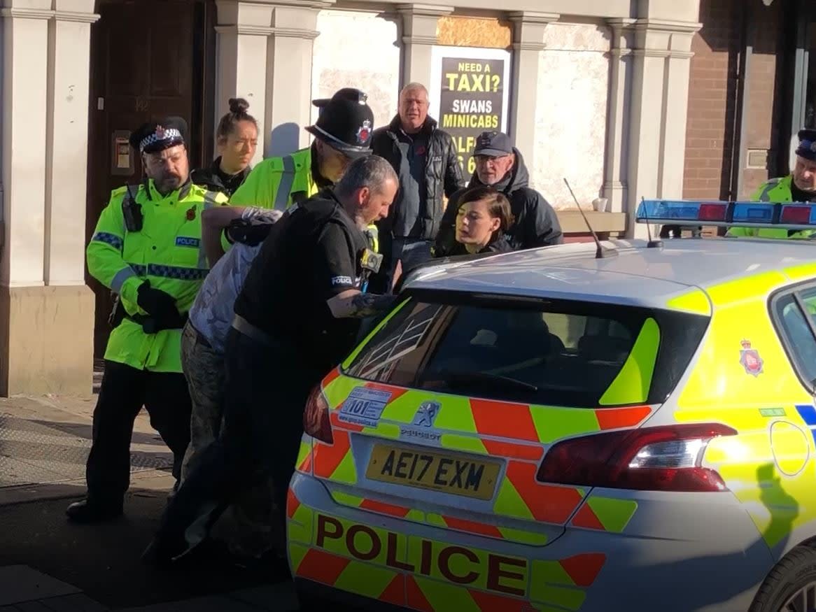 Stuart Potts, 38, from Salford, has been jailed for 16 weeks after firing two fireworks during a two-minute silence at a Remembrance Sunday event at the cenotaph in Eccles, Salford, on 10 November, 2019: PA Wire/PA Images