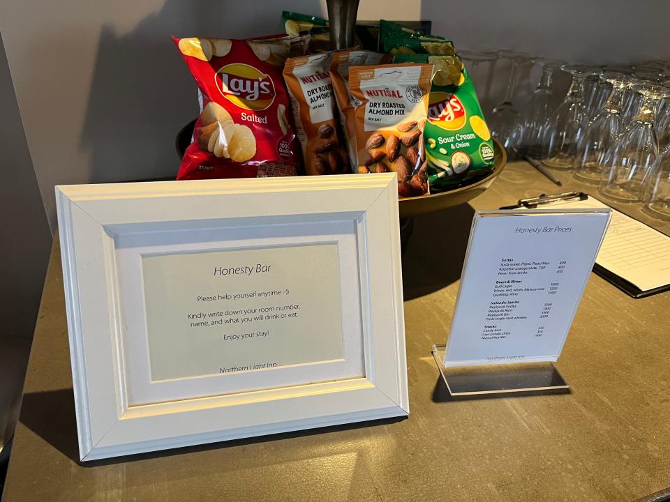 An "honesty bar" at a hotel in Iceland.
