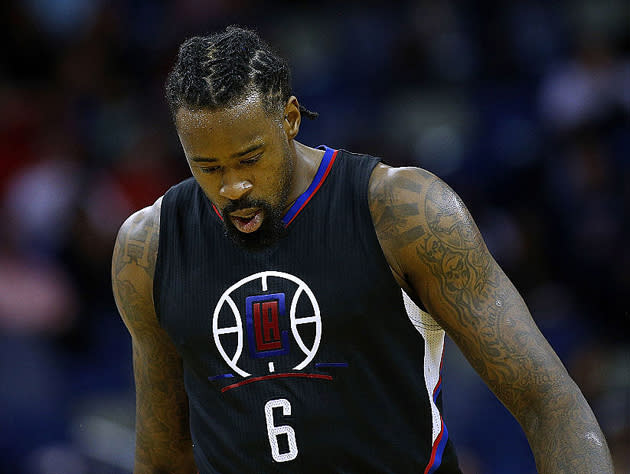 DeAndre Jordan tries not to think about what's on his chest. (Getty Images)