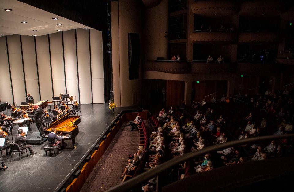 Simon Karakulidi performs Prokofiev’s Concerto No. 1 in D flat major during the Waring International Piano Competition at the McCallum Theatre in Palm Desert, Calif., Monday, April 18, 2022.