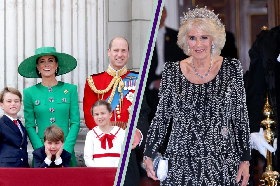  Prince George, Princess Charlotte and Prince Louis with Queen Camilla. 